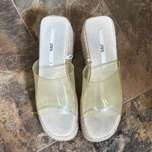 Zara Women's Transparent Yellow Espadrille Slides